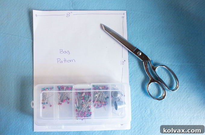 Cutting out the pieces of the Elsa Party Favor Bag