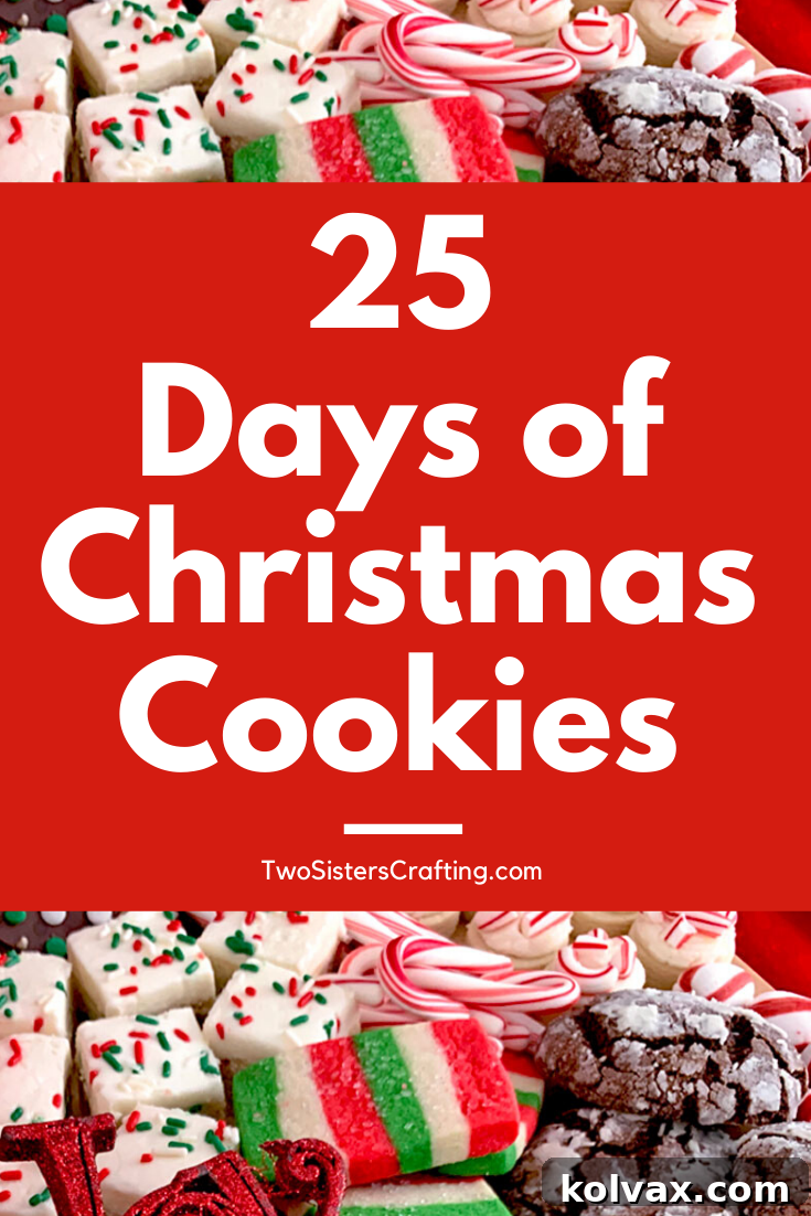 A festive holiday scene with various Christmas cookies and decorations.