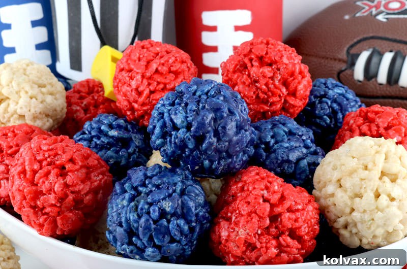 Houston Texans Rice Krispie Bites arranged on a platter, perfect for game day parties.