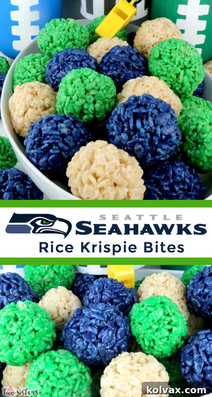 Pinnable image for Seattle Seahawks Rice Krispie Bites