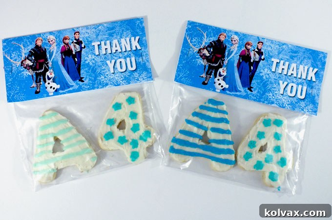 Enchanting Frozen Party Favor Cookies with Ombre Frosting and Snowflakes