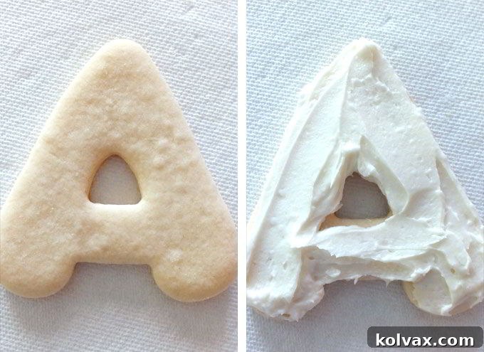 Arrangement of freshly baked cookies and prepared ombre buttercream frosting