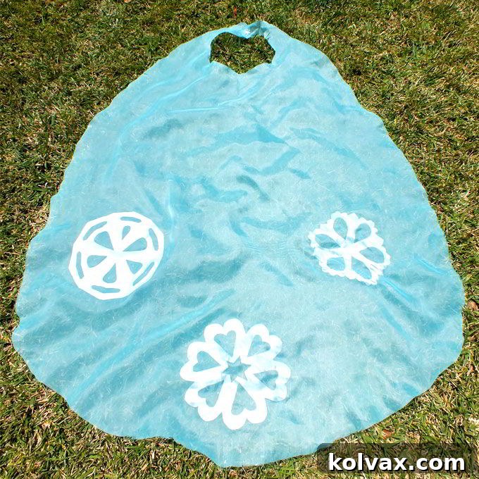 Finished No-Sew DIY Elsa Cape Costume
