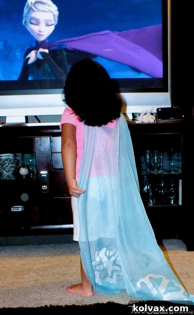 Allison Wearing Her DIY Elsa Cape