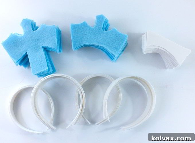 Three felt cut-out pieces for the Frozen Elsa Crown: front, back, and a smaller insert for stability.