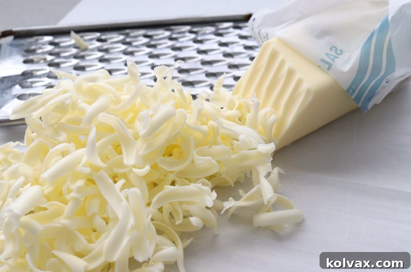 Grated Butter Ready for Baking