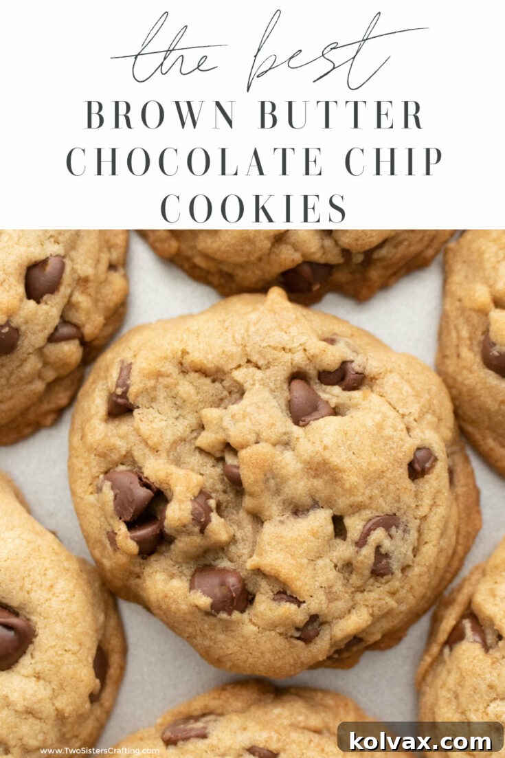 Pinnable image for Brown Butter Chocolate Chip Cookies recipe