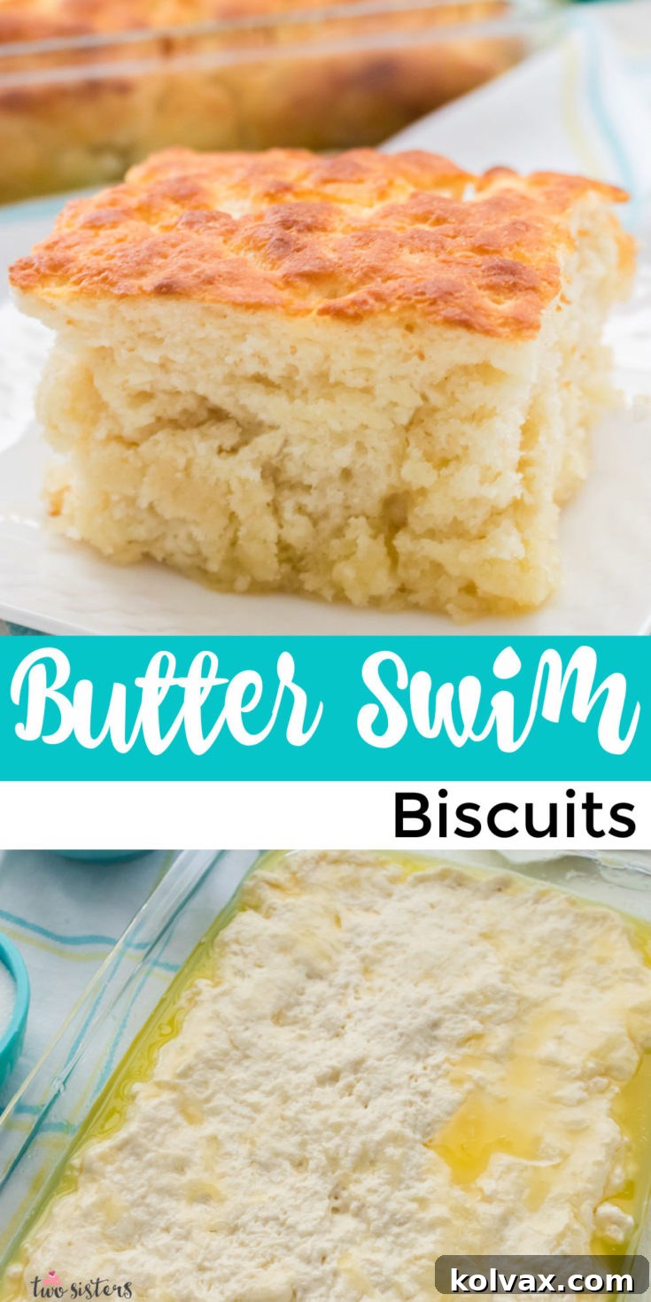 Pinnable image for Butter Swim Biscuits recipe.