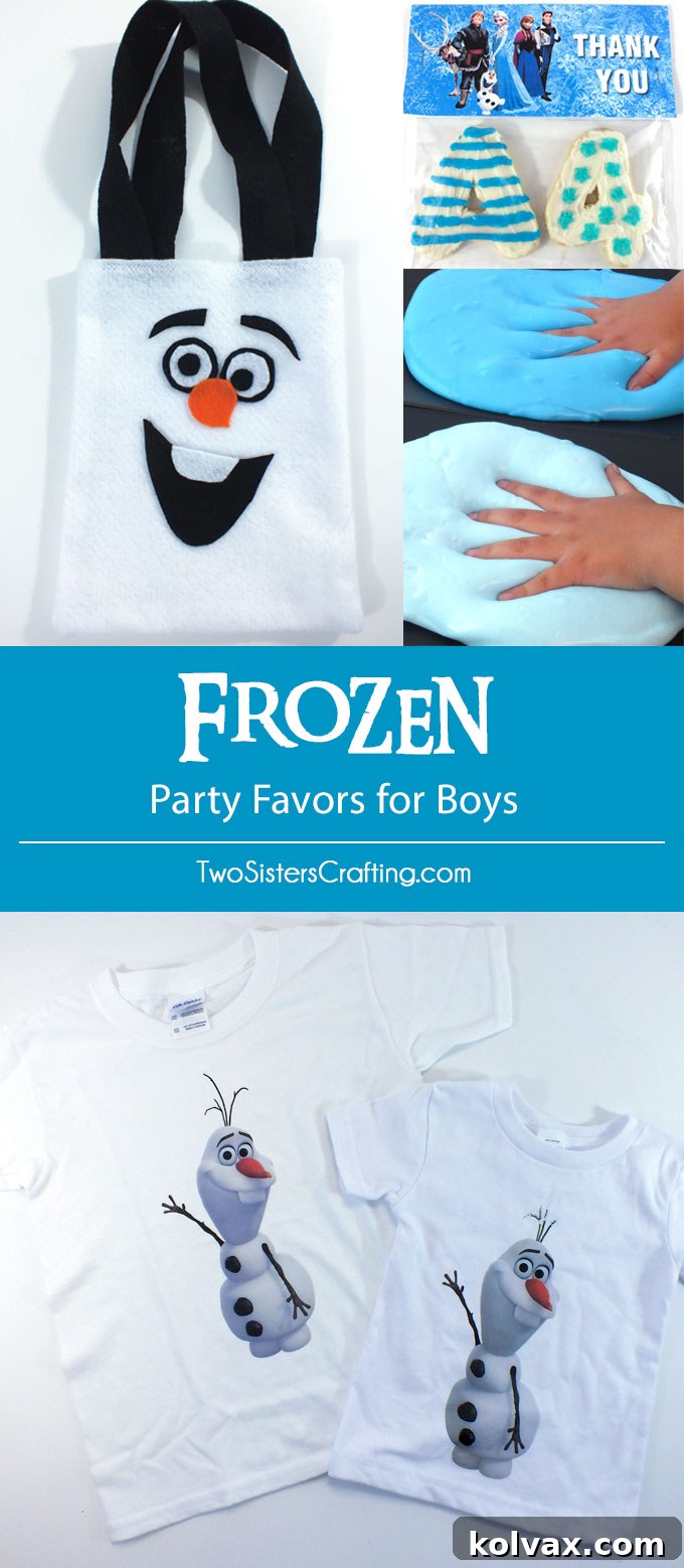 Comprehensive collection of Disney Frozen Party Favors for Boys, including DIY Olaf Shirts, Olaf Party Favor Bags, exciting Troll Slime, and delicious Thank You Cookies. Find more incredible Frozen Party Ideas here!