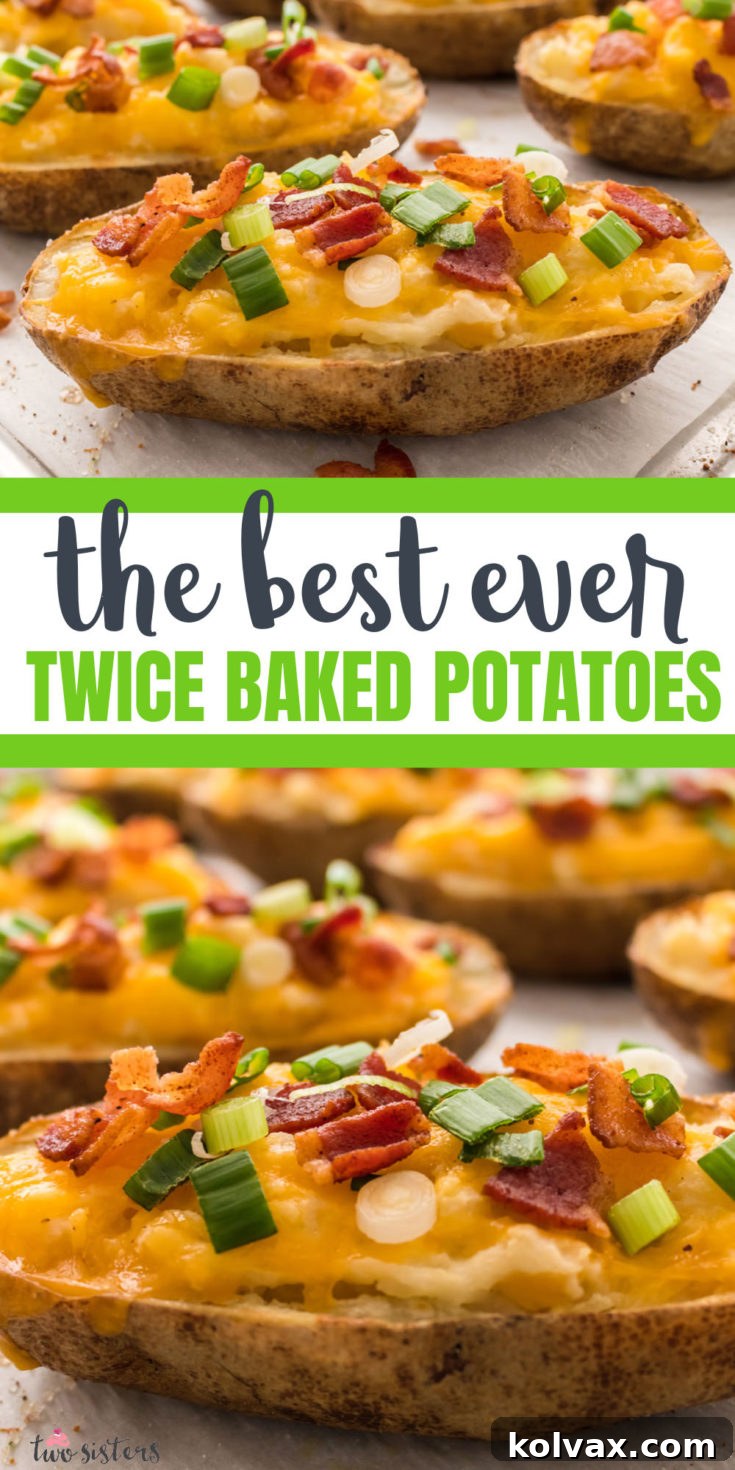 Pinnable image for Twice Baked Potatoes