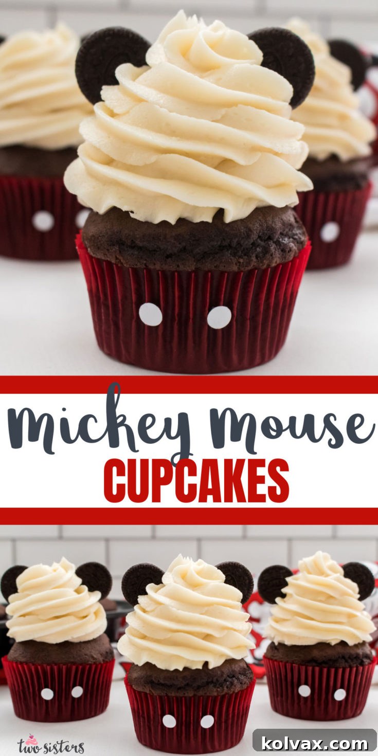 Pinnable image for Mickey Mouse Cupcakes recipe