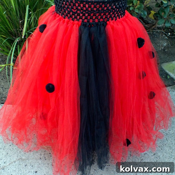 Adding a Black Strip to the Front of the Ladybug Tutu Dress