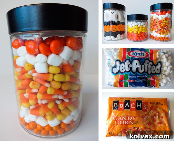 Filling the Candy Jar with Candy Corn themed Candy
