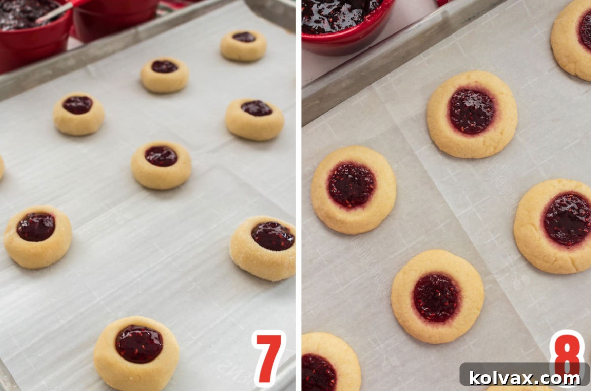 Collage image showing how the cookies should look before going in the oven and after coming out of the oven.