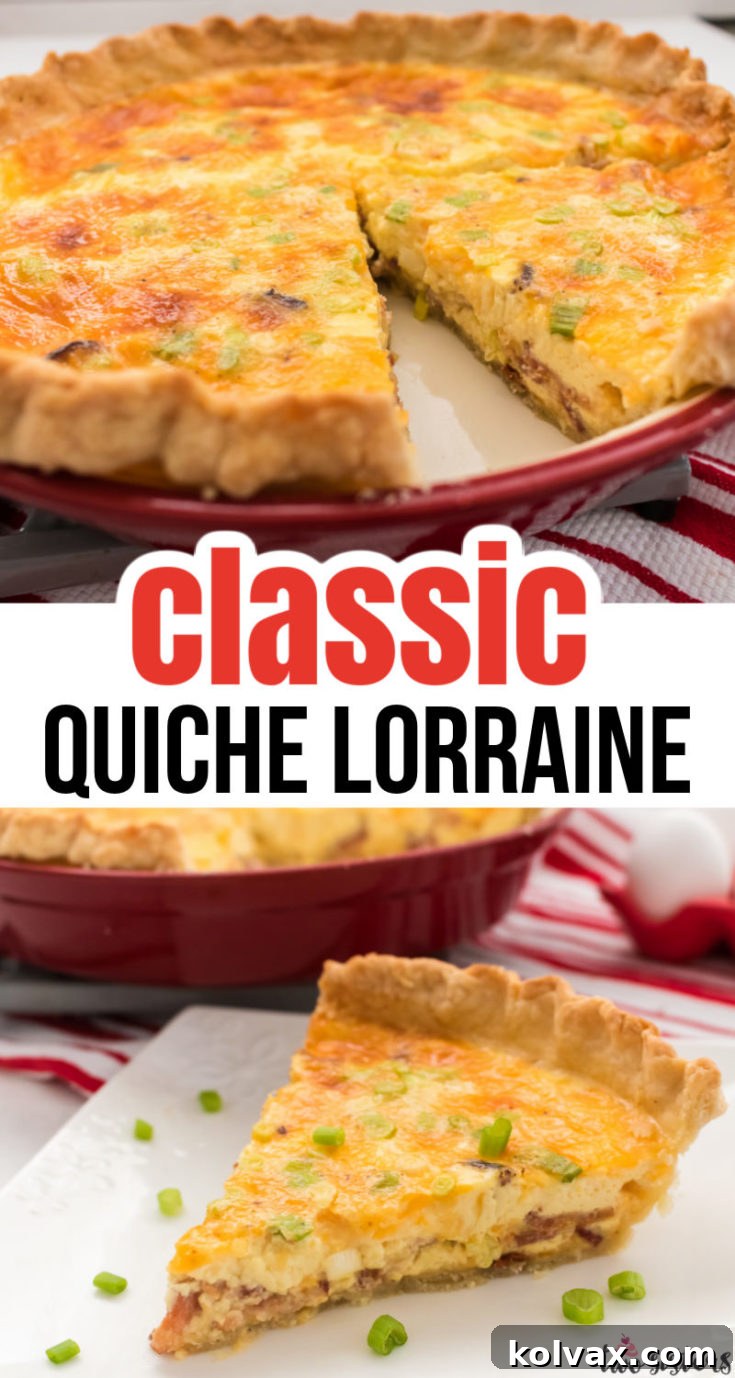 Pinnable image for Classic Quiche Lorraine recipe