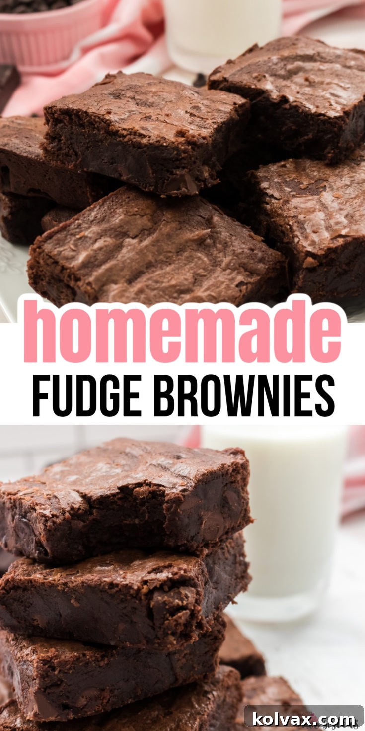 Homemade Fudge Brownies Pinnable Image
