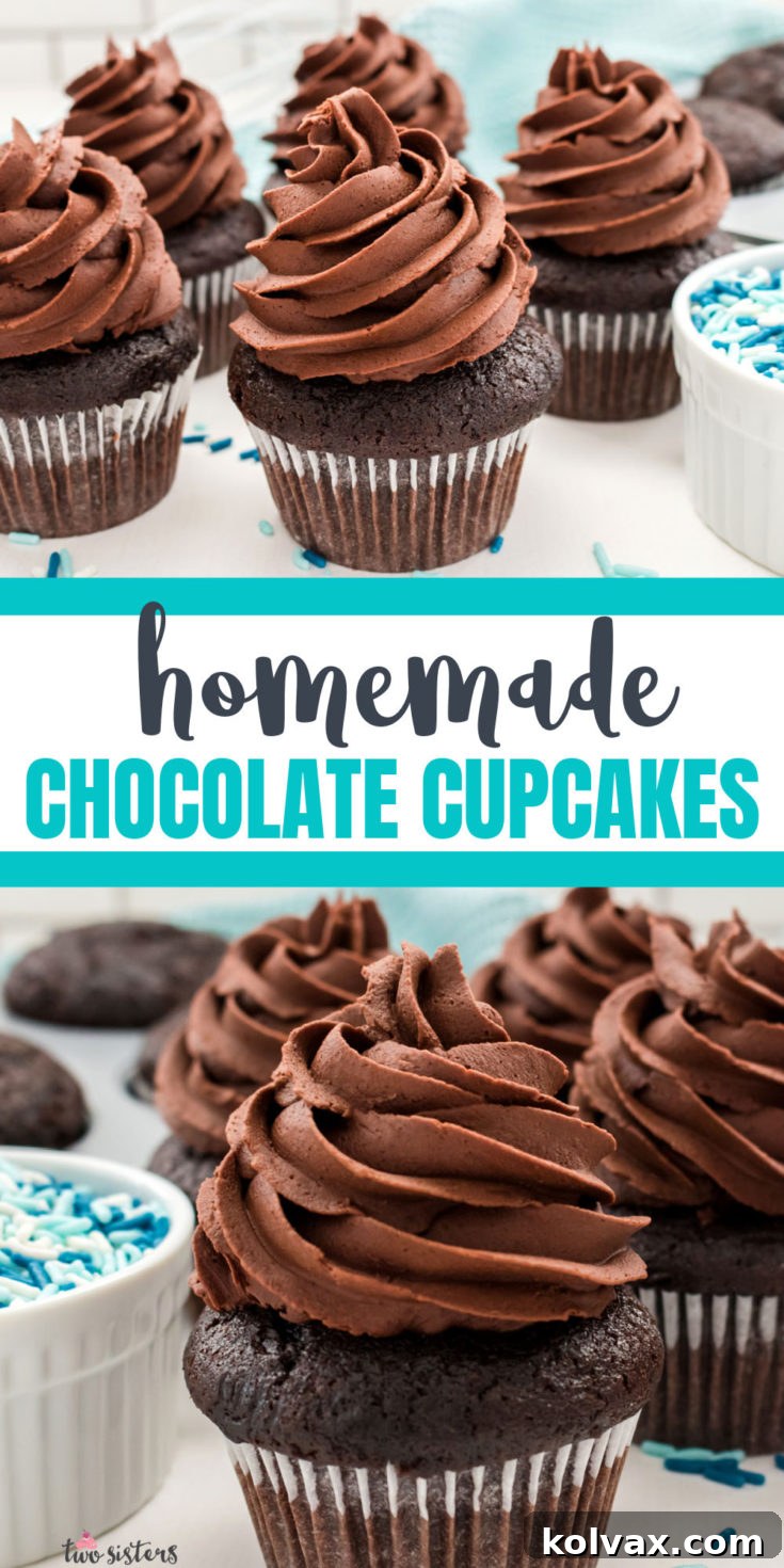 Homemade Chocolate Cupcakes Pinnable Image