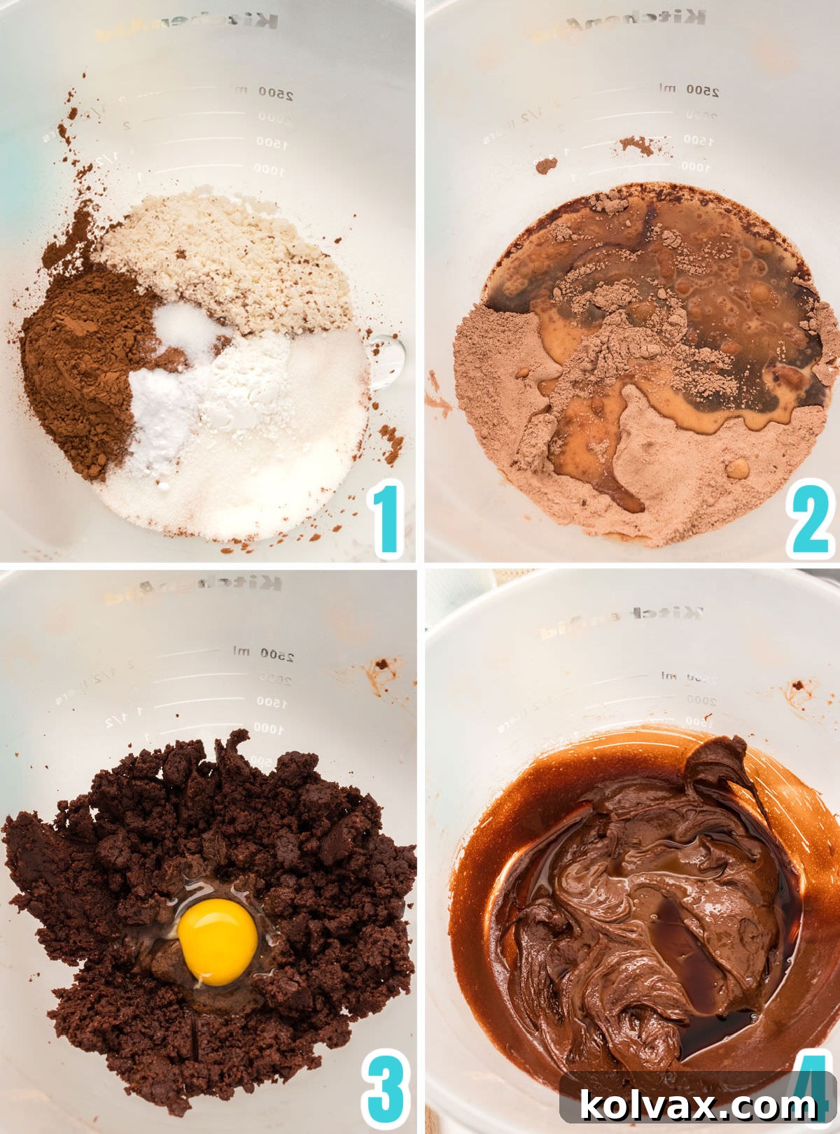 Collage image showing how to make the cupcake batter.