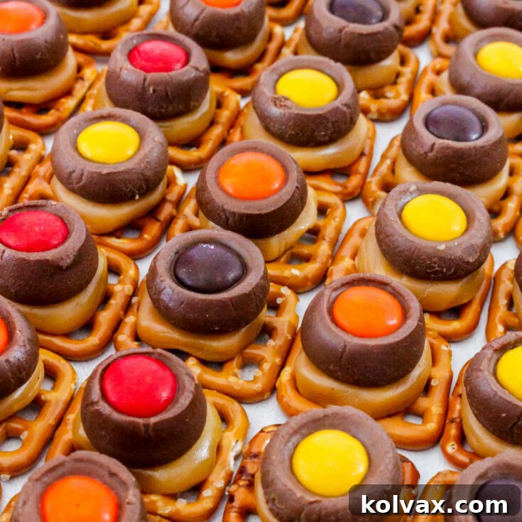 Thanksgiving Chocolate Caramel Pretzel Bites