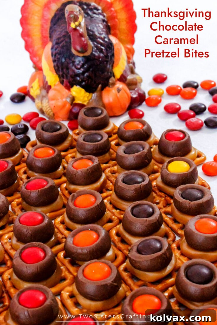 Thanksgiving Chocolate Caramel Pretzel Bites