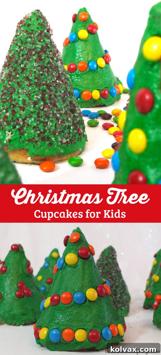 Step-by-step guide to making easy and fun Christmas Tree Cupcakes for kids