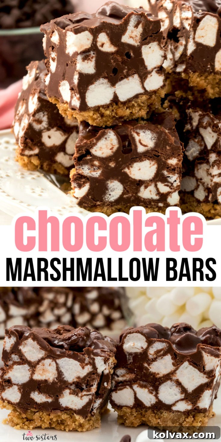 Pinnable image of No-Bake Chocolate Marshmallow S'more Bars