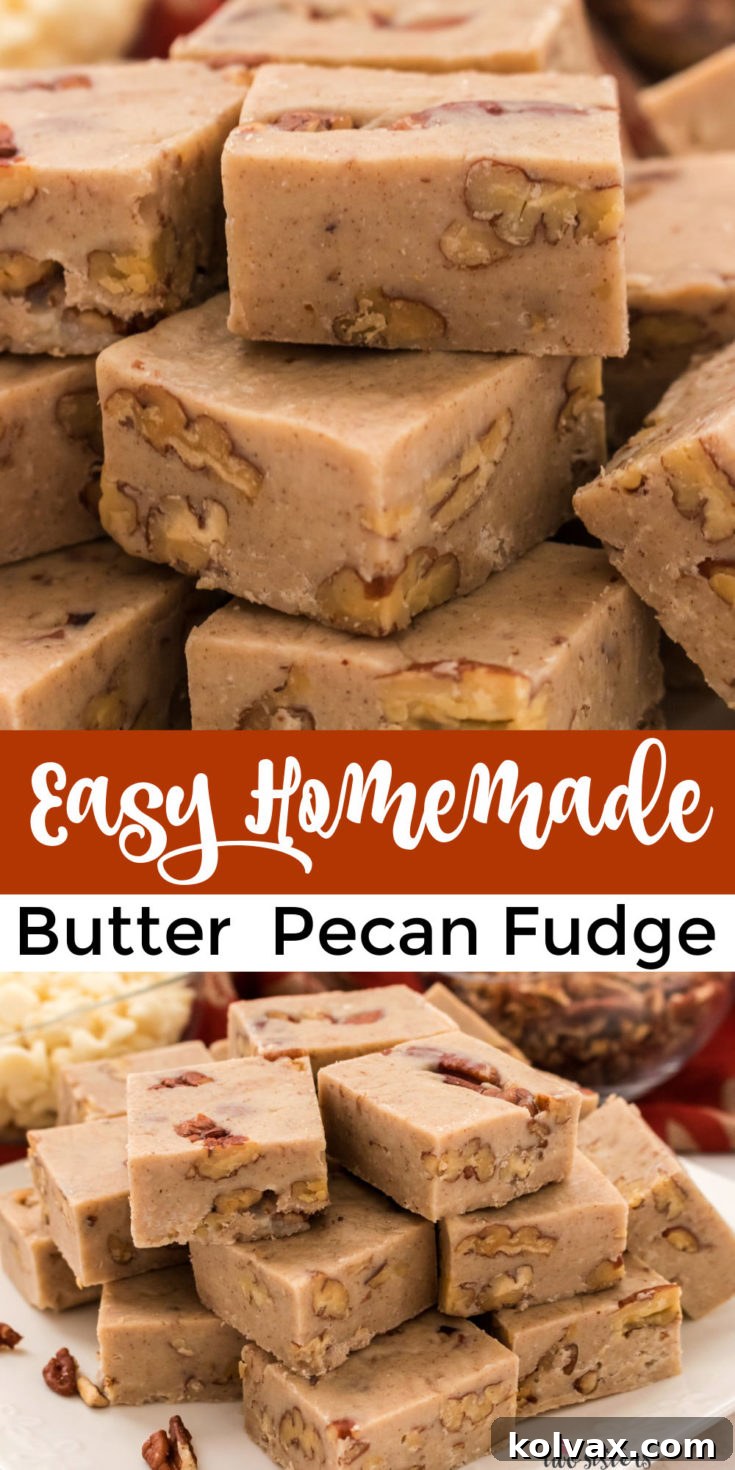Another appealing image of Butter Pecan Fudge, suitable for pinning, showcasing its delicious appeal.