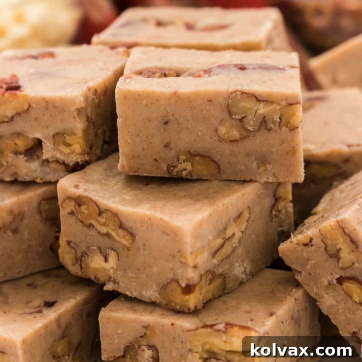 A beautiful display of Butter Pecan Fudge, ready to be enjoyed, representing the final delicious outcome of the recipe.