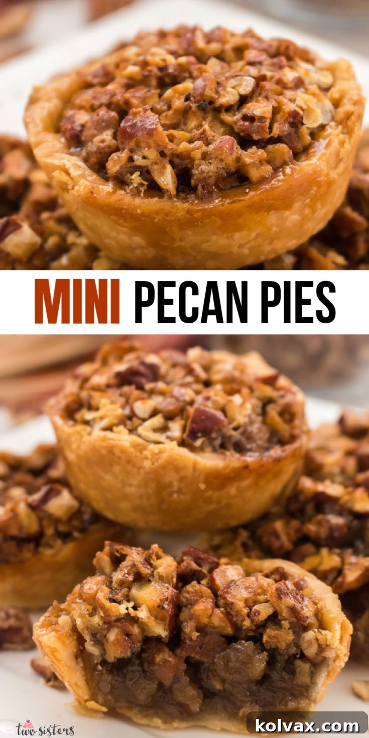 Mini Pecan Pies ready for sharing on Pinterest
