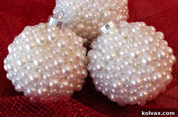 Stunning DIY Pearl Christmas Tree Ornaments crafted by hand, adding elegant sparkle to your holiday decor. Perfect for a unique Christmas gift or a cherished personal decoration.