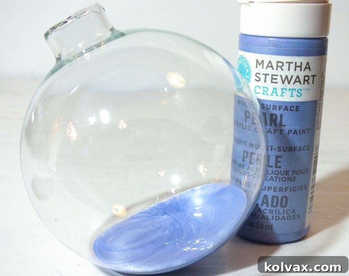 Paint inside the glass Christmas tree ornament