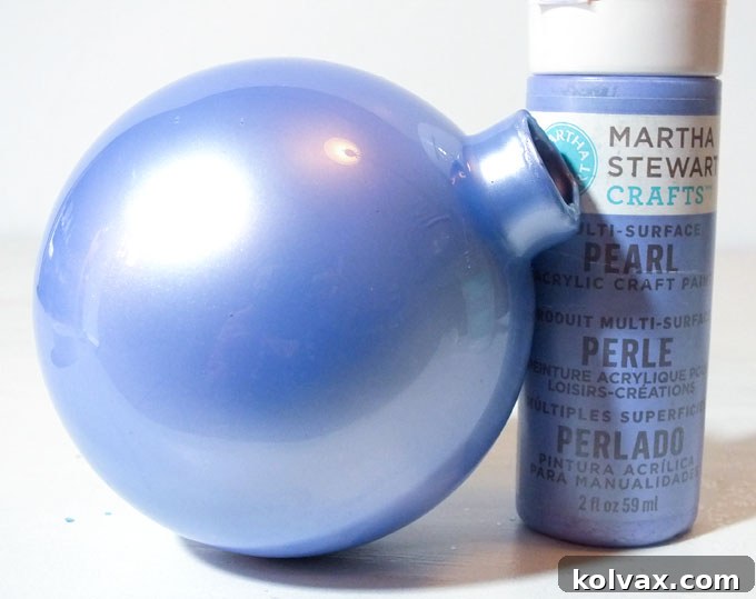 Paint covering the inside of the Christmas Ornament