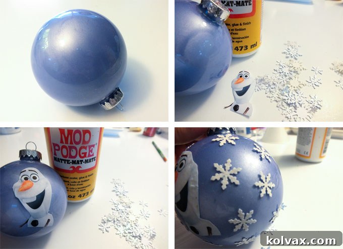 Embellishing the Olaf Christmas Ornament