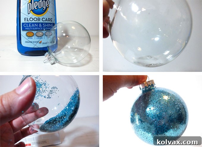 How to glitter the inside of a Christmas Ornament