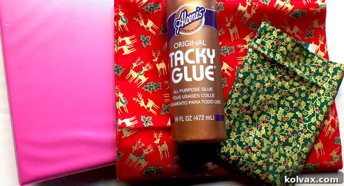 Fabric to cover a plastic binder for the Christmas Decoration Binder