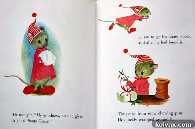 Reading Santa Mouse book before bedtime