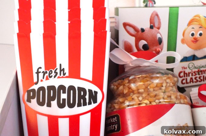 Freshly popped popcorn for Christmas Eve-Eve movie night