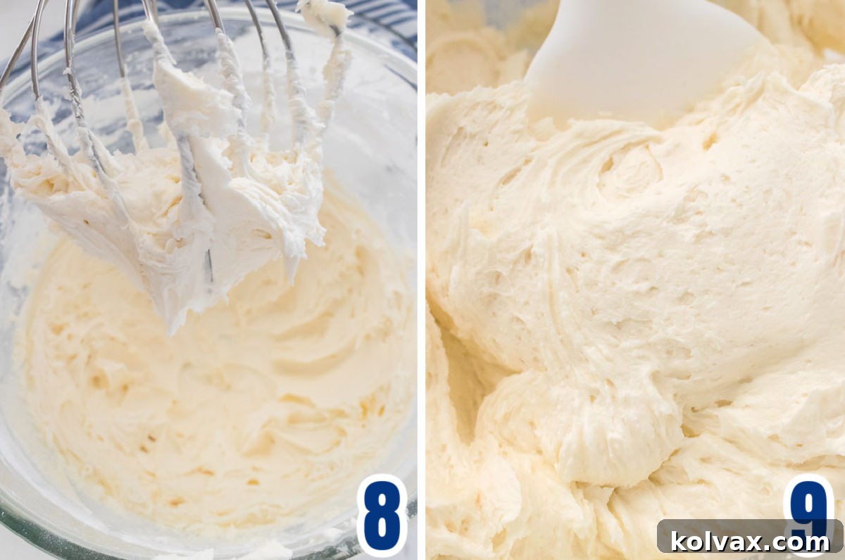 Collage image showing how to whip up the frosting using the whisk padde.