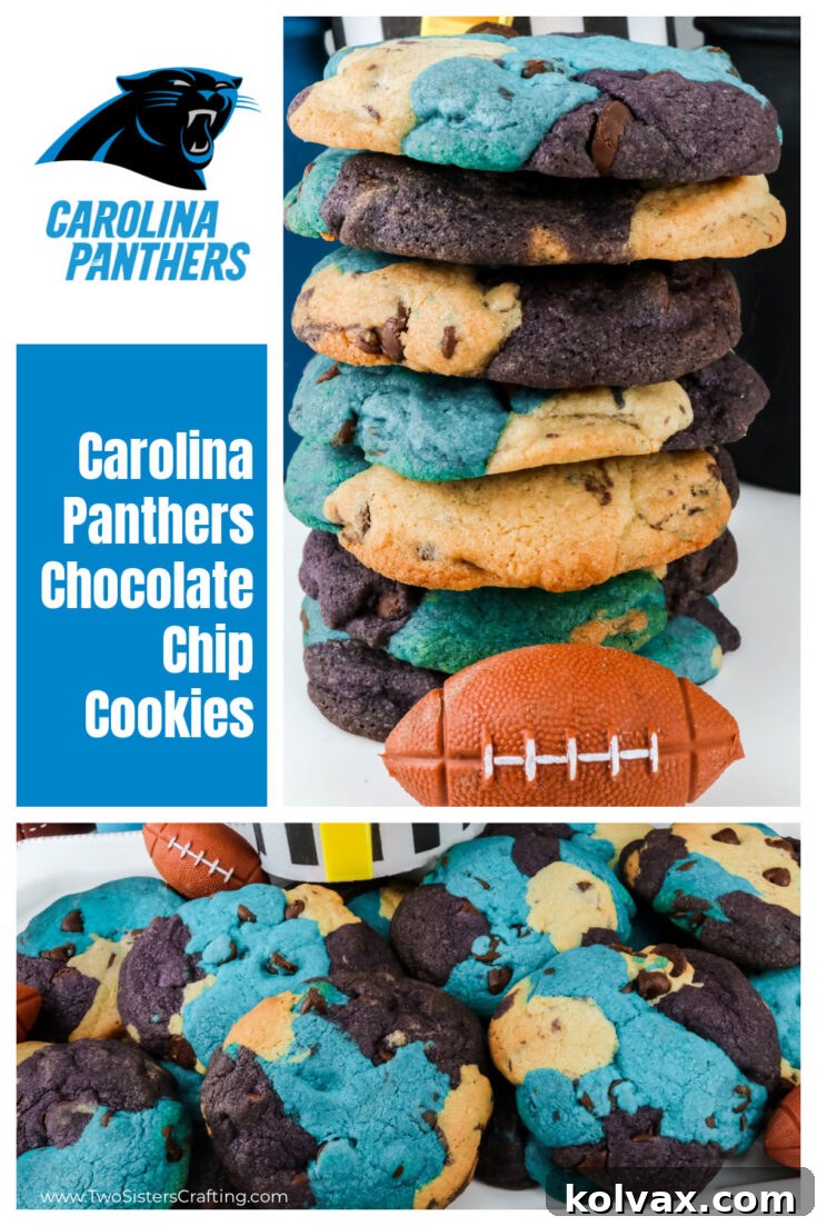 Carolina Panthers Chocolate Chip Cookies pinnable image