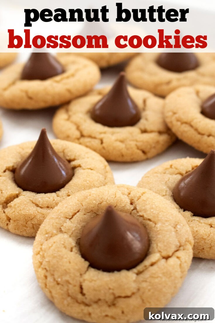 Peanut Butter Blossom Cookies - Pinnable Image