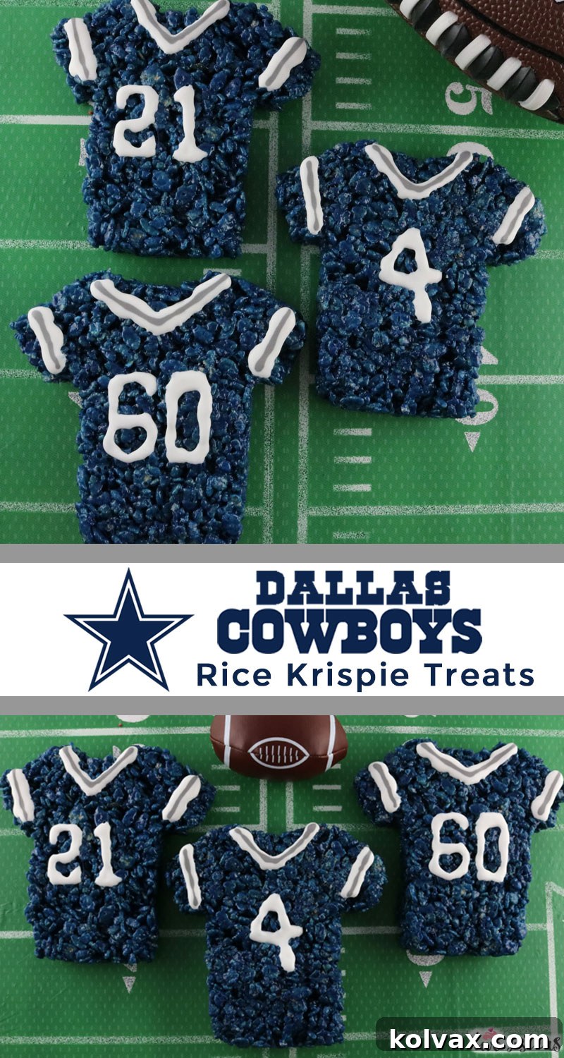Assortment of Dallas Cowboys Rice Krispie Treats on a platter