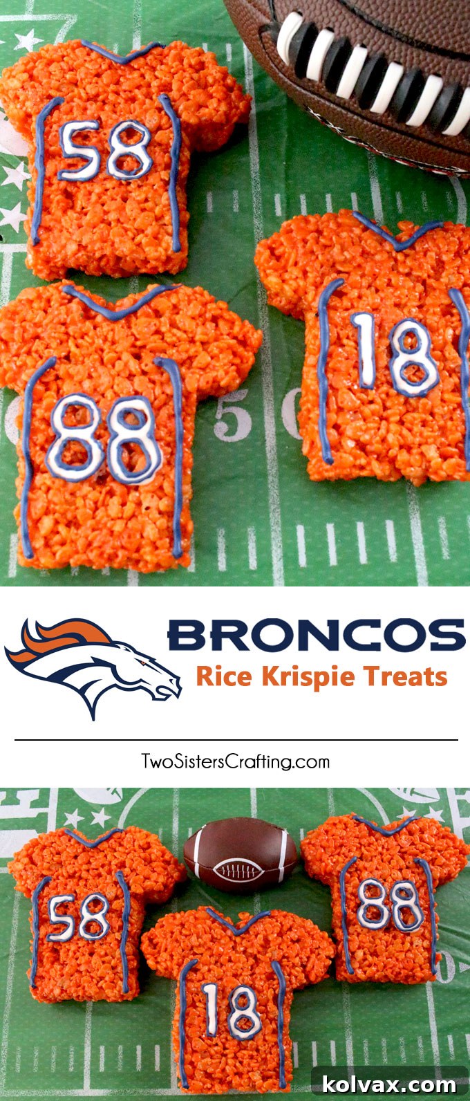 An inviting close-up of Denver Broncos Rice Krispie Treat Jerseys, showcasing their delicious appeal and festive design.