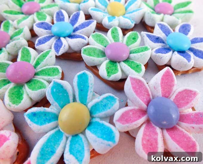 Marshmallow Flower Pretzel Bites