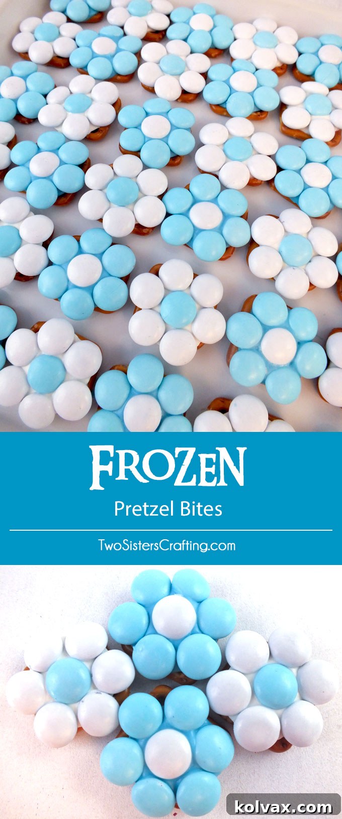 Our Frozen Pretzel Bites are the perfect sweet and salty treat for a Frozen Birthday Party and will look amazing on your Frozen Party Dessert Table. So pretty, so yummy and so easy to make. Follow us for more fun Frozen Party Ideas.