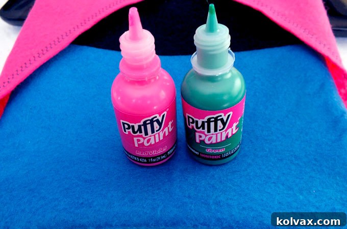 Puffy Paint used to create the flowers from Anna's dress