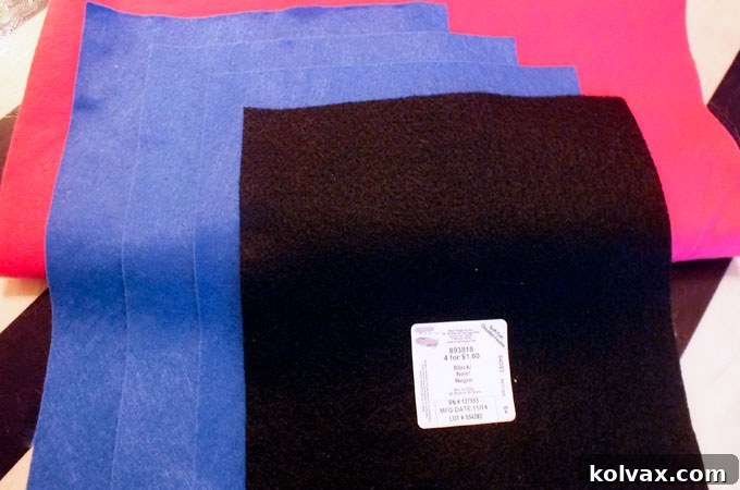 Felt used to make the Anna Frozen Party Favor Bags