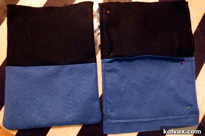 Sewing the bag piece of the Anna Party Favor Bag