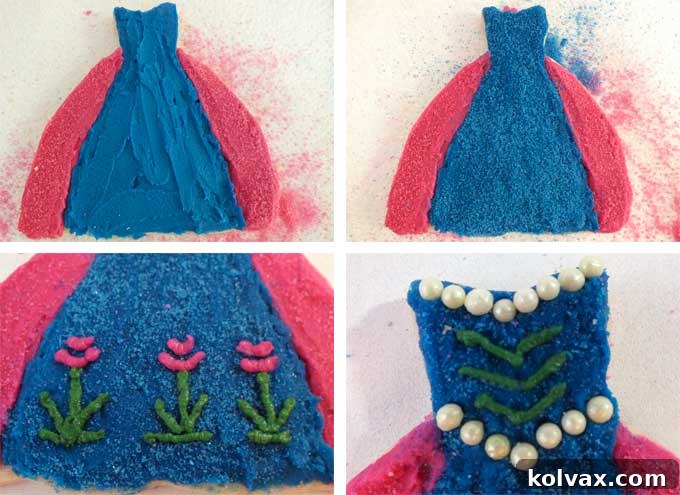 Adding Final Details to Anna's Vibrant Frosted Sugar Cookies