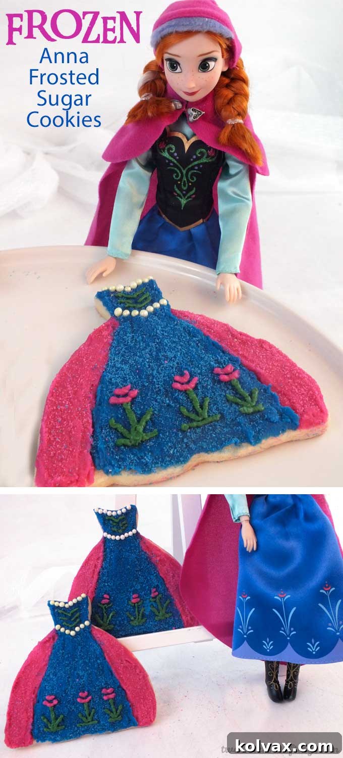 Beautiful Anna Frozen Frosted Sugar Cookies for a Princess Party
