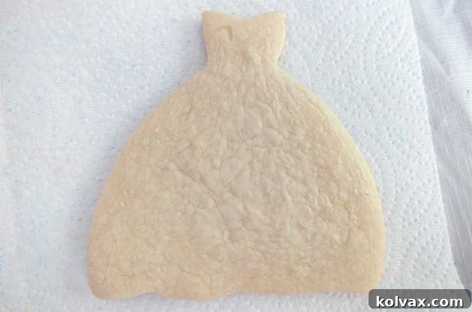 Wedding Dress Sugar Cookie Ready for Frozen Decorating